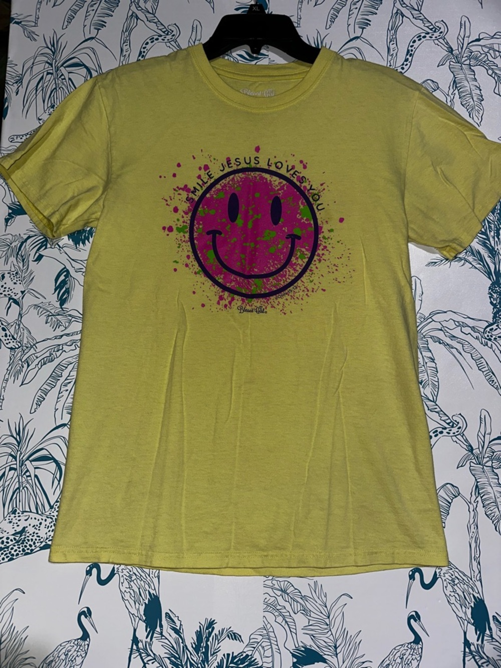 Kids Yellow Graphic Smiley Tee - Jesus Loves You